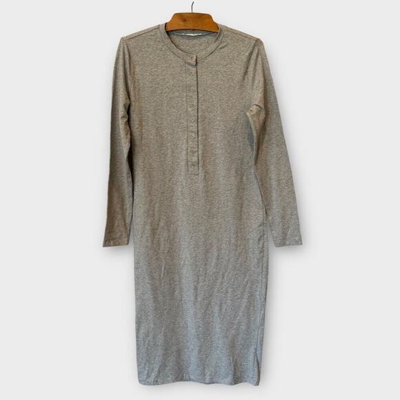 Reformation Stein Long Sleeve Henley Midi T Shirt Dress Size Large